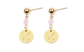 Boucles d'oreilles Taureau dorées avec perles roses et tiges en acier inoxydable - Taureau Doré (EA075-2)