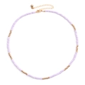 Collier de perles en verre violet clair avec perles dorées et fermoir mousqueton réglable - Perles Violet Clair (NKS247-13)
