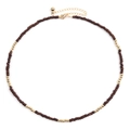 Collier de perles DIY minimaliste avec perles de bois marron et détails dorés - Perles Brunes (NKS247-16)