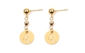 Boucles d'oreilles pendantes en acier doré avec pendentif ajouré du signe Lion - Lion Doré (EA075-5)