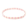 Handmade Miyuki Tila bead bracelet featuring cream tiles and pink elastic cord - Cream/Pink (BC356-14)