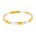 Handgefertigtes Miyuki Tila Perlenarmband mit gelben Elementen und Goldakzenten - Gelb und Gold Stil (BC354-1)