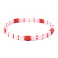 Handmade Miyuki Tila bead bracelet with alternating red and white square tiles - Red/White (BC356-15)