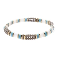 Boho-Armband mit Miyuki Tila-Perlen, grauen Kristallen und blauen Emaille-Teilen - Blau & Grau (BC355-3)