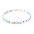 Handgefertigtes Miyuki Tila Perlenarmband in Hellrosa, Himmelblau und Gold - Rosa und Hellblau Stil (BC354-2)
