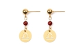 Boucles d'oreilles Balance dorées avec perles rouge foncé et breloques de constellation - Balance Doré (EA075-7)