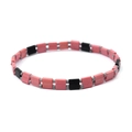 Woven Miyuki Tila bead bracelet featuring pink and black geometric pattern design - Pink/Black (BC356-16)