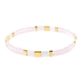 Doppelreihiges Tila-Armband in Rosa und Weiß mit goldfarbenen quadratischen Perlen - Rosa & Weiß (BC355-4)