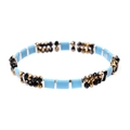 Handgefertigtes Miyuki Tila Perlenarmband in Himmelblau und Bronze im Boho-Stil - Himmelblau und Schwarz Stil (BC354-3)