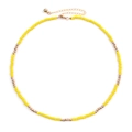 Collier artisanal de perles jaunes avec accents dorés et fermoir mousqueton - Perles Jaunes (NKS247-19)