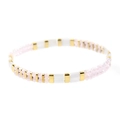 Double-row Tila bead bracelet with pink faceted crystals and white square accents - Light Pink & Gold (BC355-5)