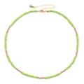 Collier artisanal de perles turquoise et dorées avec fermoir mousqueton et chaînette - Perles Cyan (NKS247-20)