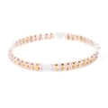 Double-layer pink and gold Miyuki Tila bead bracelet with delicate metallic accents - Pink & Gold (BC355-6)