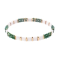 Pulsera Miyuki Tila hecha a mano con piezas blancas, espaciadores dorados y cuentas verde esmeralda - Estilo Blanco y Verde Esmeralda (BC354-5)