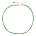 Collier de perles faites à la main avec cristaux verts et billes dorées avec fermoir homard - Perles Vert Vif (NKS247-22)