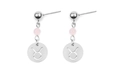Boucles d'oreilles signe Taureau en acier argenté avec détail perle rose pâle - Taureau Argenté (EA075-14)