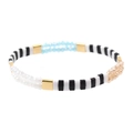 Colorful Tila beads bracelet with black, white, and blue crystals for a boho look - Black & White (BC355-10)