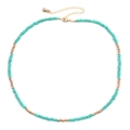 Collier bohème en perles de verre turquoise avec détails dorés et chaîne ajustable - Perles Turquoise (NKS247-24)