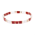 Pulsera de cuentas Miyuki Tila hecha a mano con piezas rojas, facetas claras y dorado - Estilo Rojo y Dorado (BC354-10)