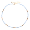 Collier artisanal en perles de verre bleu clair avec détails dorés et fermoir homard - Perles Bleu Clair (NKS247-25)