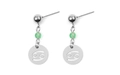 Boucles d'oreilles signe Cancer en acier argenté avec perle verte et pendentif rond - Cancer Argenté (EA075-16)