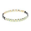 Colorful Tila bead bracelet featuring light blue crystals and gold-tone spacers - Light Blue & Black (BC355-12)