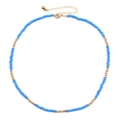 Collier en perles de verre bleu ciel avec détails dorés et chaîne réglable de rallonge - Perles Bleu Ciel (NKS247-26)