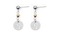 Boucles d'oreilles signe Lion en acier inoxydable poli avec détails argent et or - Lion Argenté (EA075-17)