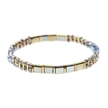 Japanese Tila beads bracelet with golden blocks, silver accents and grey crystal beads - Gray & Gold (BC355-13)