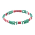 Pulsera Miyuki Tila hecha a mano con cuentas rectangulares rojas y detalles verdes - Estilo Rojo y Verde (BC354-12)