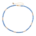 Collier fait main avec perles en verre bleues et fermoir mousqueton doré de style bohème - Perles Bleu Transparent (NKS247-27)