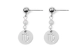 Boucles d'oreilles signe Vierge en acier inoxydable argenté avec perle et pendentif - Vierge Argenté (EA075-18)