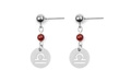 Boucles d'oreilles signe Balance en acier inoxydable avec perle rouge et découpe - Balance Argenté (EA075-19)