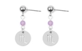 Boucles d'oreilles Scorpion en acier inoxydable avec perles violettes et design ajouré - Scorpion Argenté (EA075-20)