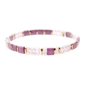 Pulsera artesanal Miyuki Tila con cuentas cuadradas púrpuras y espaciadores oro - Estilo Púrpura y Dorado (BC354-14)
