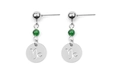 Boucles d'oreilles Capricorne en acier inoxydable argenté avec perles vert émeraude - Capricorne Argenté (EA075-22)