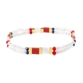 Pulsera Miyuki Tila hecha a mano con patrones de doble fila en rojo, blanco y azul - Estilo de Doble Fila Rojo Blanco y Azul (BC354-16)