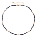 Collier artisanal en perles de verre Miyuki noir et or avec fermoir mousqueton - Perles Noires (NKS247-31)