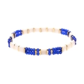 Japanese Tila bead woven bracelet in blue white and gold colors for women - Blue & White Mix (BC355-18)