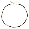 Collier de perles DIY minimaliste avec perles noires et accents dorés en variante SKU - Perles Noir Mat (NKS247-33)