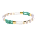 Pulsera Miyuki Tila hecha a mano con cuentas de cristal lavanda y verde menta - Estilo de Doble Fila Multicolor Mixto (BC354-20)