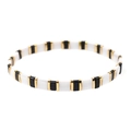 Handmade Tila bead stretch bracelet with black, white, and gold enamel tile accents - Black & White Tile (BC355-22)
