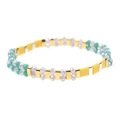 Pulsera artesanal de cuentas Miyuki Tila con piezas de colores y cristales - Estilo Empalmado Amarillo Verde y Púrpura (BC354-21)