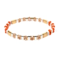 Pulsera de cuentas Miyuki Tila hecha a mano con dijes rectangulares en naranja y oro - Estilo Naranja y Champaña (BC354-24)