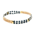 Pulsera Miyuki hecha a mano con cristal champán y cuentas azules de estilo bohemio - Estilo Bohemio de Doble Fila Azul y Blanco (BC354-26)