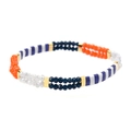 Pulsera de cuentas Miyuki Tila hecha a mano con patrones de bloques de colores y separadores oro - Estilo Empalmado a Rayas Multicolor (BC354-27)