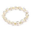 Boheemse armband van gefacetteerde champagne kristallen kralen met gouden accenten - Champagne (BC329-3)