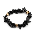 Handgefertigtes Armband aus schwarzen Kristallsteinen mit goldenen Strass-Zwischenperlen - Schwarz (BC338-33)