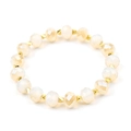 Boheems facet geslepen kristallen kralenarmband in champagne met gouden tussenstukken - Crème (BC329-4)