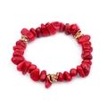 Handgefertigtes elastisches Armband mit roten Natursteinperlen und goldenen Strassringen - Rot (BC338-1)